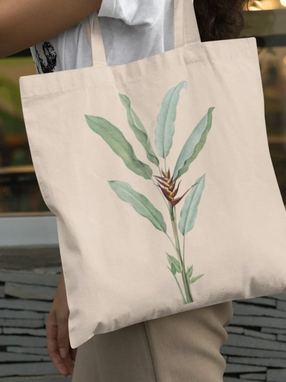 Parrot Heliconia Vintage Floral Print Graphic Canvas Tote Bag